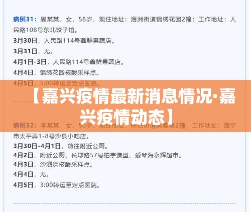 【嘉兴疫情最新消息情况·嘉兴疫情动态】