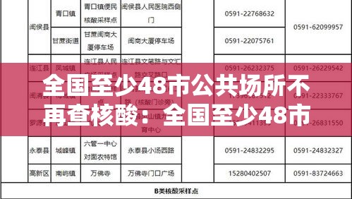 全国至少48市公共场所不再查核酸：全国至少48市公共场所不再查核酸了吗