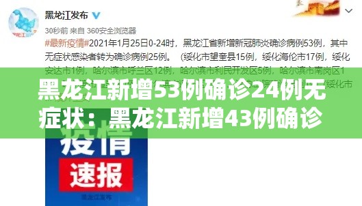 黑龙江新增53例确诊24例无症状：黑龙江新增43例确诊 31例无症状