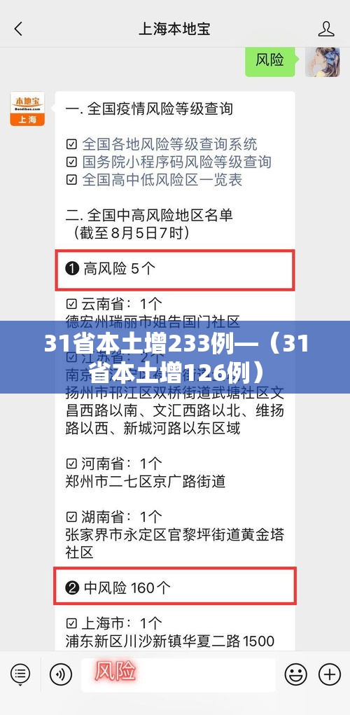 31省本土增233例—(31省本土增126例) 31省本土增233例—(31省本土增126例)