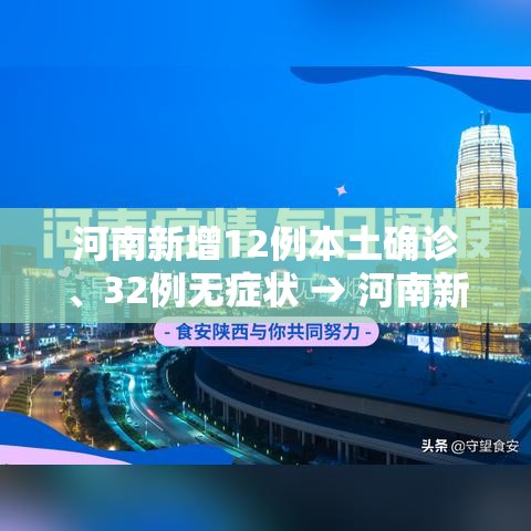 河南新增12例本土确诊	、32例无症状 → 河南新增12例本土确诊,32例无症状感染者