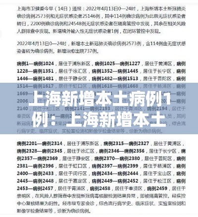 上海新增本土病例1例:上海新增本土一例详情 上海新增本土病例1例:上海新增本土一例详情