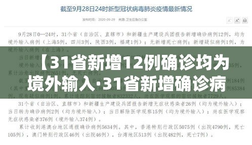 【31省新增12例确诊均为境外输入·31省新增确诊病例境外输入】 【31省新增12例确诊均为境外输入·31省新增确诊病例境外输入】