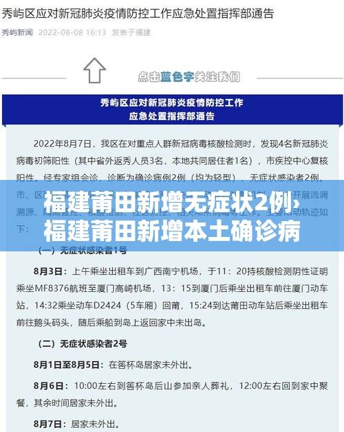 福建莆田新增无症状2例›福建莆田新增本土确诊病例