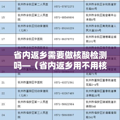 省内返乡需要做核酸检测吗—(省内返乡用不用核酸检测) 省内返乡需要做核酸检测吗—(省内返乡用不用核酸检测)