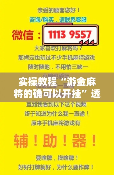实操教程“游金麻将的确可以开挂	”透视开挂辅助教程