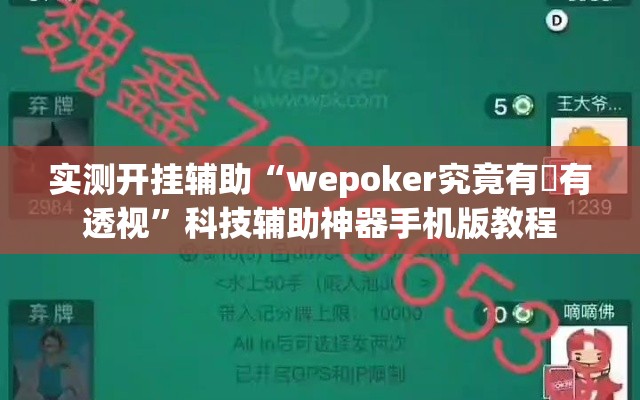 实测开挂辅助“wepoker究竟有沒有透视”科技辅助神器手机版教程