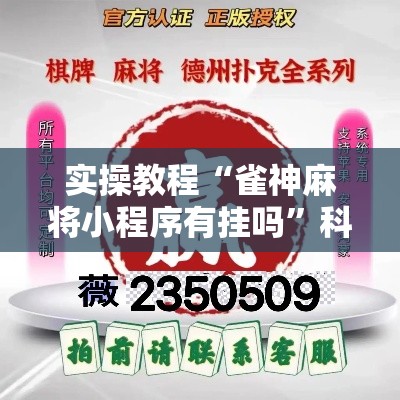 实操教程“雀神麻将小程序有挂吗	”科技辅助神器手机版教程