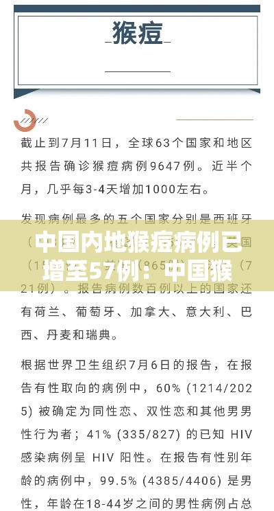 中国内地猴痘病例已增至57例:中国猴痘病毒 中国内地猴痘病例已增至57例:中国猴痘病毒