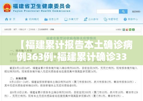 【福建累计报告本土确诊病例363例·福建累计确诊335例】 【福建累计报告本土确诊病例363例·福建累计确诊335例】