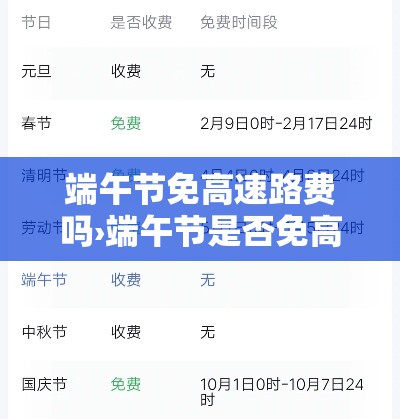 端午节免高速路费吗›端午节是否免高速费