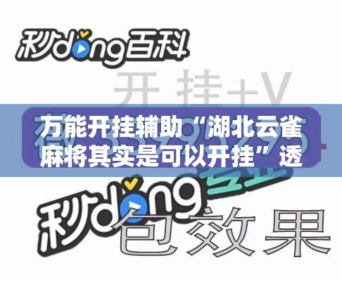 万能开挂辅助“湖北云雀麻将其实是可以开挂”透视开挂辅助教程