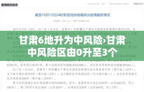 甘肃6地升为中风险›甘肃中风险区由0升至3个