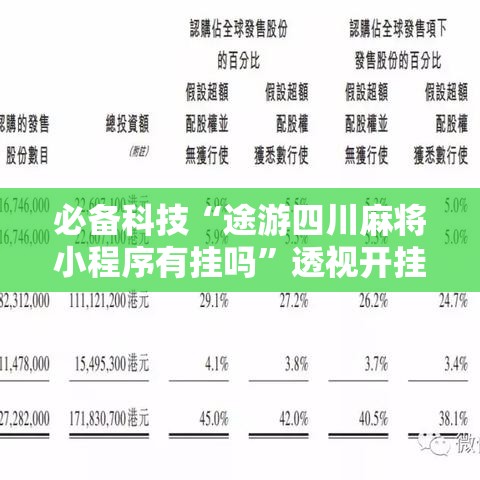 必备科技“途游四川麻将小程序有挂吗”透视开挂辅助教程