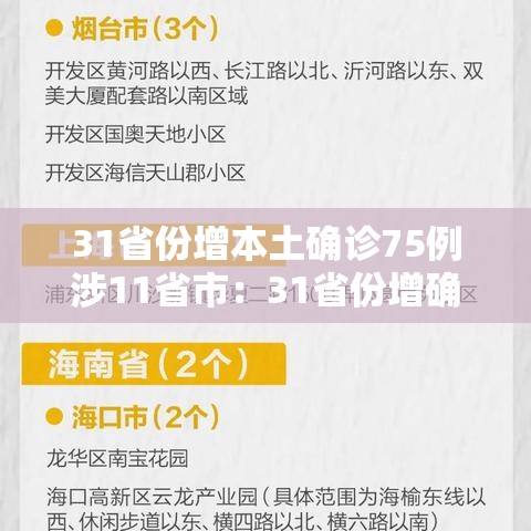 31省份增本土确诊75例涉11省市:31省份增确诊25例 其中本土5例 31省份增本土确诊75例涉11省市:31省份增确诊25例 其中本土5例