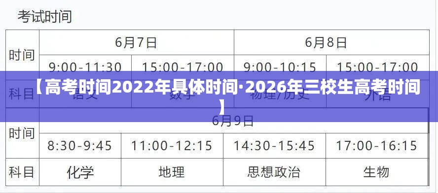 【高考时间2022年具体时间·2026年三校生高考时间】 【高考时间2022年具体时间·2026年三校生高考时间】