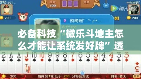 必备科技“微乐斗地主怎么才能让系统发好牌”透视开挂辅助教程