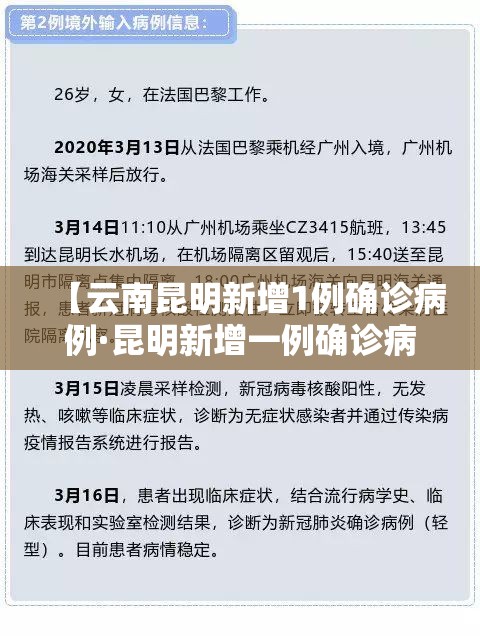 【云南昆明新增1例确诊病例·昆明新增一例确诊病例】 【云南昆明新增1例确诊病例·昆明新增一例确诊病例】