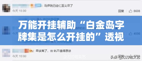 万能开挂辅助“白金岛字牌集是怎么开挂的”透视开挂辅助教程