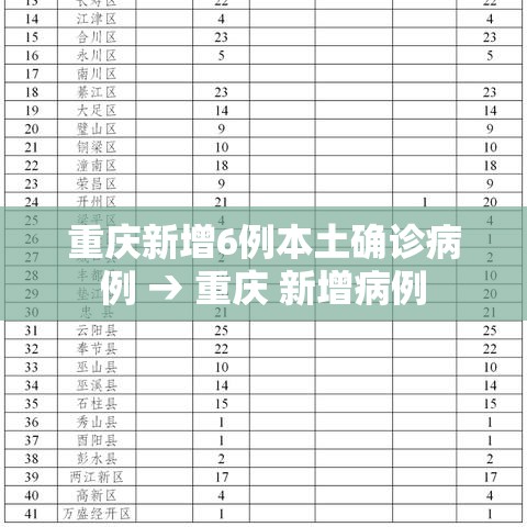 重庆新增6例本土确诊病例 → 重庆 新增病例