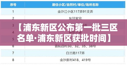 【浦东新区公布第一批三区名单·浦东新区获批时间】