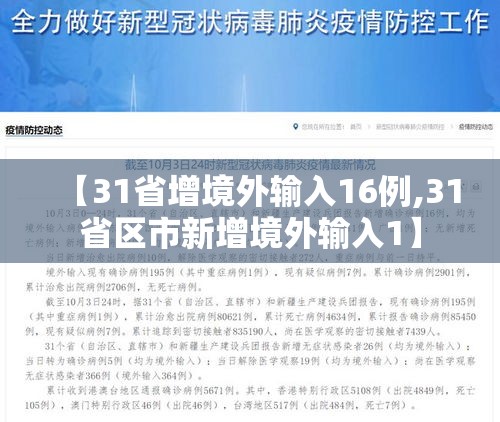 【31省增境外输入16例,31省区市新增境外输入1】