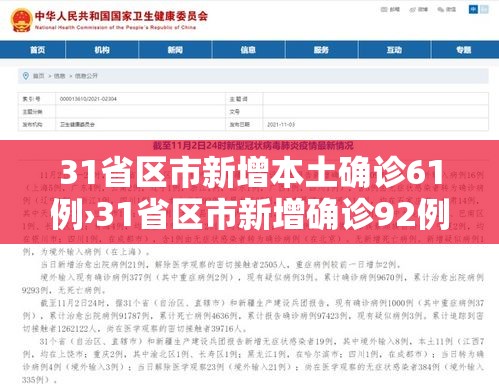 31省区市新增本土确诊61例›31省区市新增确诊92例本土73例