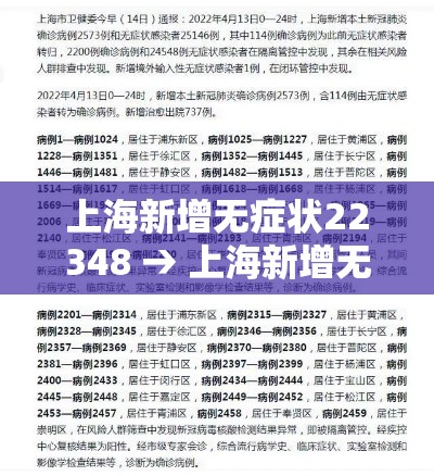 上海新增无症状22348 → 上海新增无症状约为确诊数的57倍 上海新增无症状22348 → 上海新增无症状约为确诊数的57倍