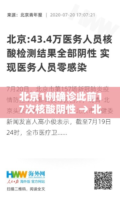 北京1例确诊此前17次核酸阴性 → 北京新增病例多次检测阴性