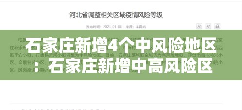 石家庄新增4个中风险地区：石家庄新增中高风险区