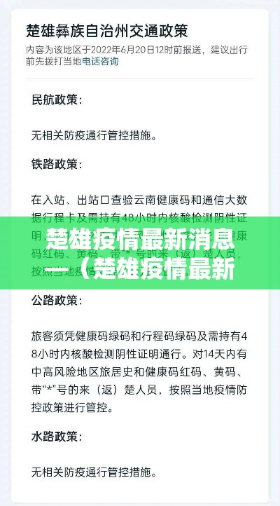 楚雄疫情最新消息—（楚雄疫情最新消息2021年4月9日）