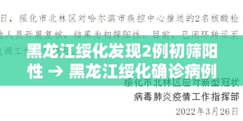 黑龙江绥化发现2例初筛阳性 → 黑龙江绥化确诊病例 黑龙江绥化发现2例初筛阳性 → 黑龙江绥化确诊病例