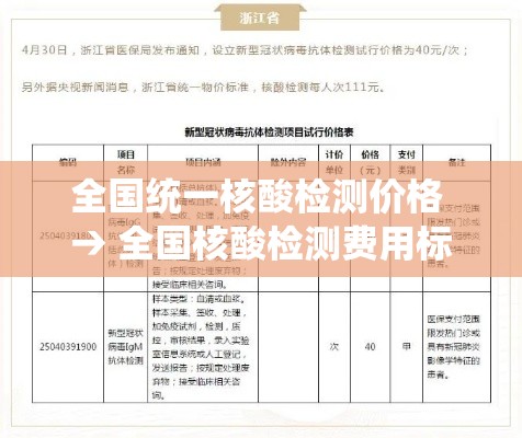 全国统一核酸检测价格 → 全国核酸检测费用标准