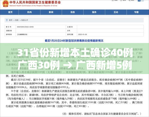 31省份新增本土确诊40例广西30例 → 广西新增5例确诊病例 累计215例