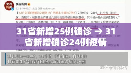 31省新增25例确诊 → 31省新增确诊24例疫情 31省新增25例确诊 → 31省新增确诊24例疫情