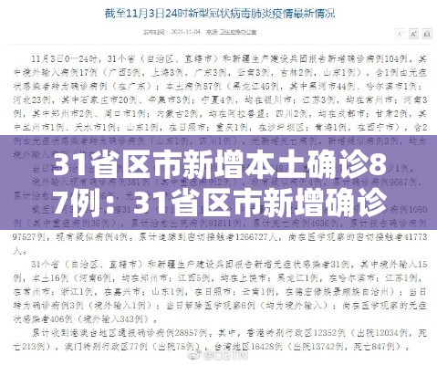 31省区市新增本土确诊87例:31省区市新增确诊103例 本土94例 31省区市新增本土确诊87例:31省区市新增确诊103例 本土94例