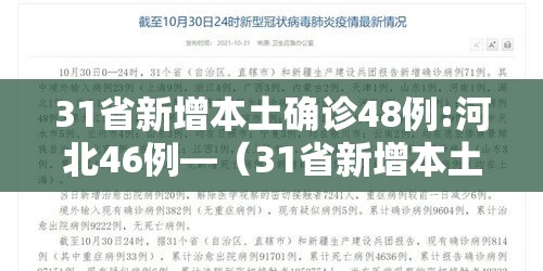 31省新增本土确诊48例:河北46例—(31省新增本土确诊124例河北81例行踪) 31省新增本土确诊48例:河北46例—(31省新增本土确诊124例河北81例行踪)