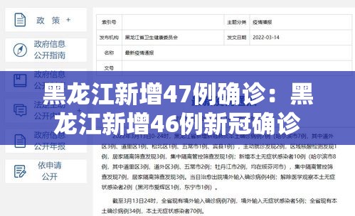 黑龙江新增47例确诊:黑龙江新增46例新冠确诊 黑龙江新增47例确诊:黑龙江新增46例新冠确诊