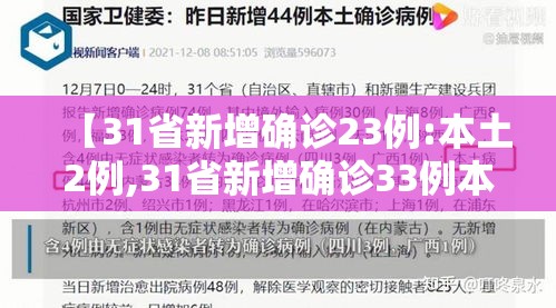 【31省新增确诊23例:本土2例,31省新增确诊33例本土1例!】
