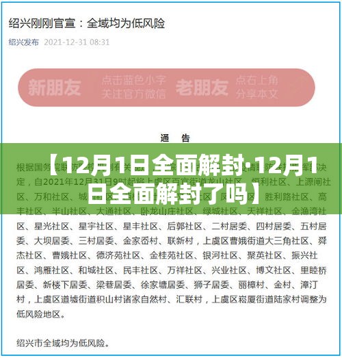 【12月1日全面解封·12月1日全面解封了吗】