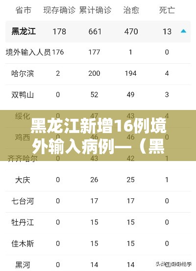 黑龙江新增16例境外输入病例—（黑龙江新增79例境外输入病例）