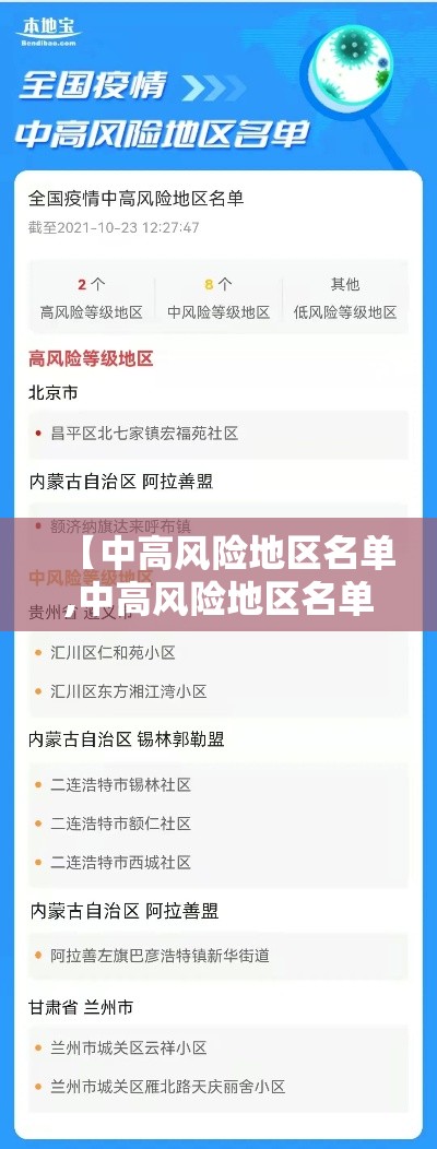 【中高风险地区名单,中高风险地区名单最新】