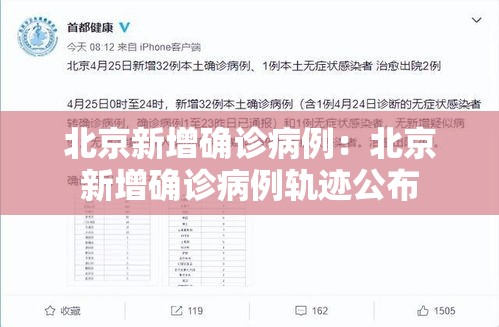 北京新增确诊病例：北京新增确诊病例轨迹公布