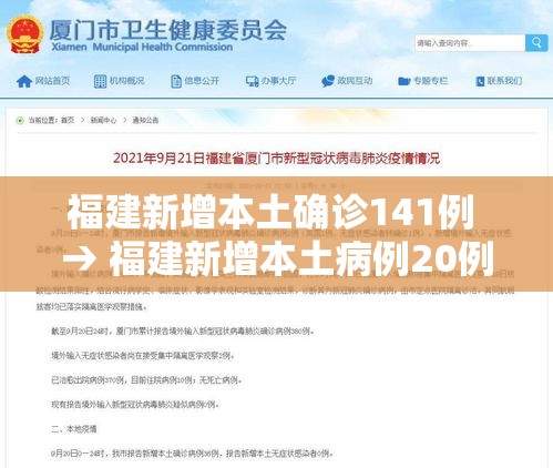 福建新增本土确诊141例 → 福建新增本土病例20例 累计确诊438例
